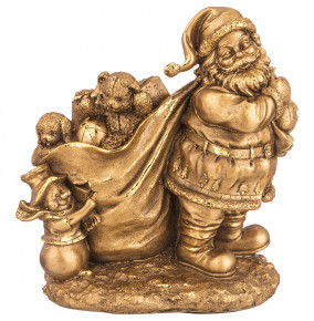 Фигурка 23 х 13 х 28 см  LEFARD "Дед Мороз тянет мешок с подарками" /бронза с позолото / 299033