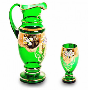 Набор для воды 7 предметов (кувшин 1,5 л + 6 стаканов по 200 мл)  Bohemia "Арабский /Лепка зелёная" / 053773