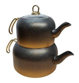 Набор чайников 2 предмета (1,2 л; 2,5 л) антипригарное покрытие чёрные  O.M.S. Collection "TEAPOT SETS /GOLD" / 284124