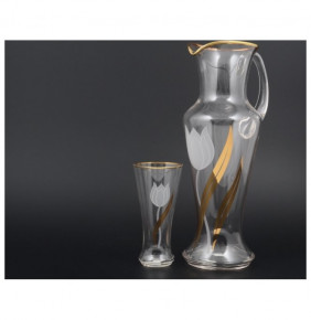 Набор для воды 7 предметов (кувшин + 6 стаканов по 250 мл)  Nd Art "Тюльпан" / 050915