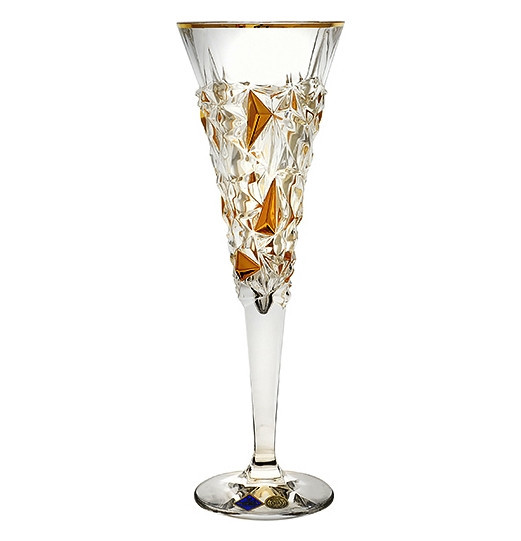 Бокал для шампанского 200 мл 1 шт  Bohemia Jihlava &quot;Glacier /С золотом&quot; хрусталь Йиглава / 263287