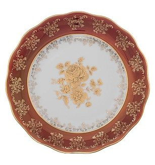 Тарелка 25 см 1 см  Royal Czech Porcelain &quot;Мария-Тереза /Золотая роза /Красная&quot; / 204432