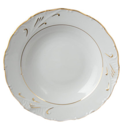 Набор тарелок 23 см 6 шт глубокие  Bohemia Porcelan Moritz Zdekauer 1810 s.r.o. &quot;Лиана /Золотые штрихи&quot; / 050974