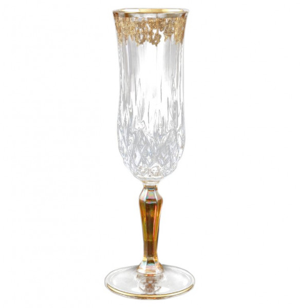 Бокалы для шампанского 6 шт  RCR Cristalleria Italiana SpA &quot;Timon /Опера золото&quot; янтарная ножка / 101102
