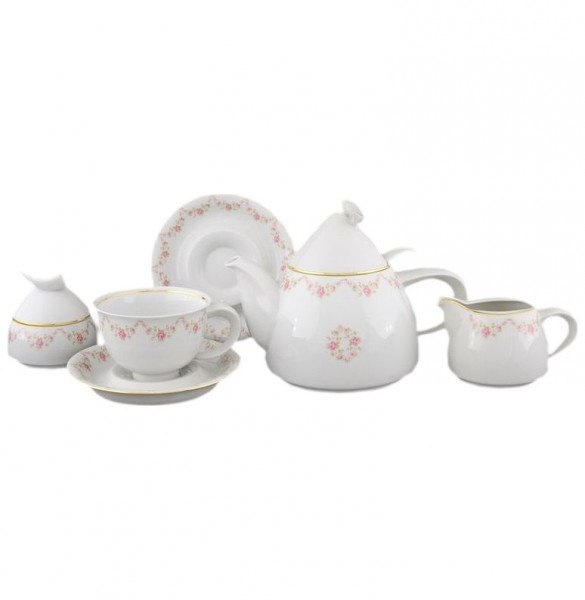 Чайный сервиз на 6 персон 15 предметов  Leander &quot;Келт /Розовый цветок&quot; / 158529