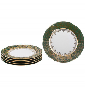 Набор тарелок 27 см 6 шт  Royal Czech Porcelain "Болеро /Зелёный /Золотые листики" / 203665