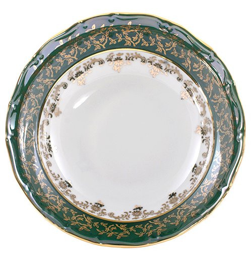 Набор салатников 16 см 6 шт  Royal Czech Porcelain &quot;Офелия /Зелёная /Золотые листики&quot; / 203812