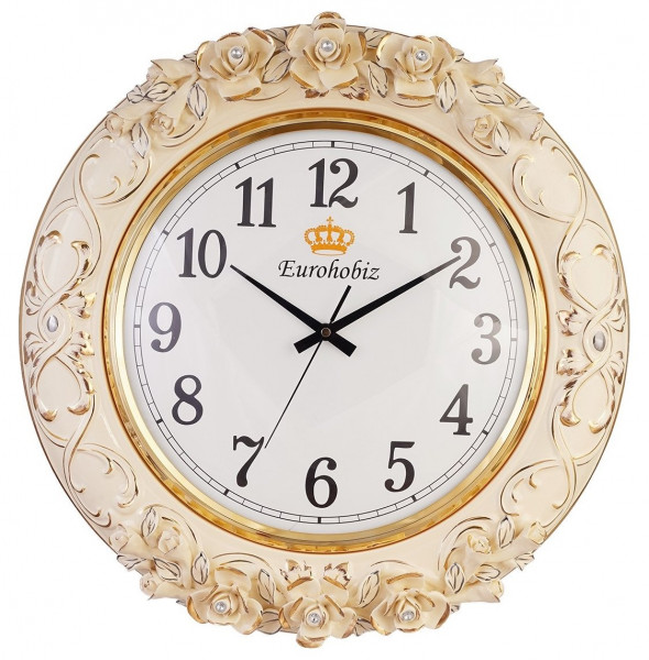 Часы настенные 48 см круглые &quot;Royal Classics /Цветы /Стразы&quot; / 151342