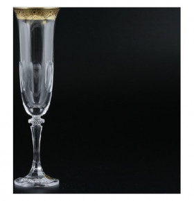Бокалы для шампанского 200 мл 6 шт  Crystalite Bohemia "Джессика /Золото" / 048901