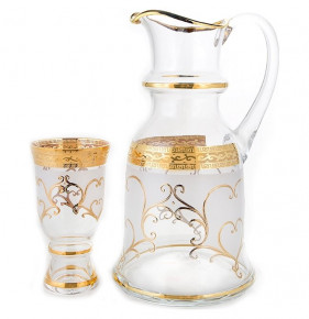 Набор для воды 7 предметов (кувшин + 6 стаканов) белый  Bohemia "Королевский /Антик золото" / 106282