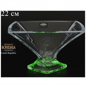 Ваза для конфет 22 см н/н  Crystalite Bohemia "Квадро /Зелёное дно" / 080390