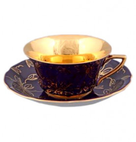 Чайная пара 100 мл  Leander "Виндзор /Золотые цветы /фиолет" / 158701