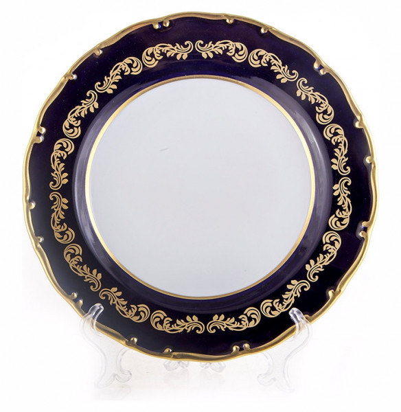 Набор тарелок 21 см 6 шт  Bohemia Porcelan Moritz Zdekauer 1810 s.r.o. &quot;Анжелика /Золотые вензеля /Кобальт&quot; / 034114