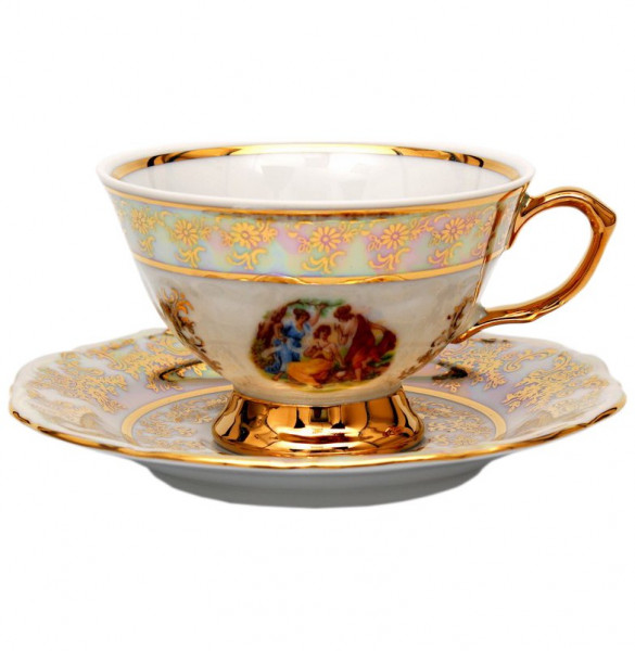 Набор чайных пар 200 мл 6 шт  Bavarian Porcelain &quot;Фредерика /Мадонна перламутр&quot; / 065675