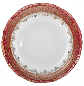 Салатник 19 см  Royal Czech Porcelain "Мария-Тереза /Красная /Золотые листики" / 203388