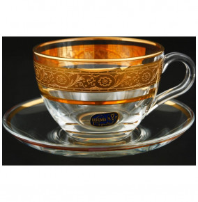 Набор чайных пар 240 мл 6 шт  Crystalex CZ s.r.o. "Золотой цветочный кант" / 104029