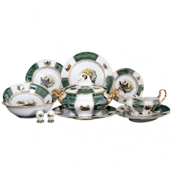 Столовый сервиз на 6 персон 27 предметов  Royal Czech Porcelain &quot;Болеро /Охота зелёная&quot; / 086872