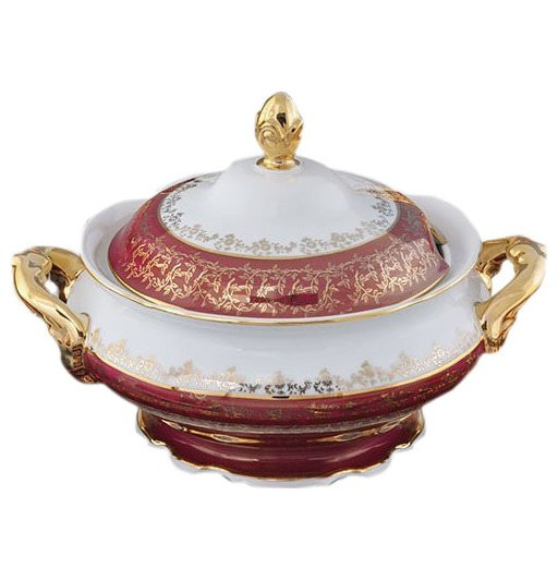 Супник  Royal Czech Porcelain &quot;Фредерика /Красная /Золотые листики&quot; / 204782