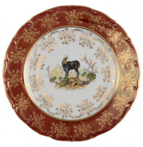 Набор тарелок 21 см 6 шт  Bohemia Porcelan Moritz Zdekauer 1810 s.r.o. "Магнолия /Охота красная" / 038334