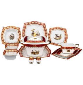 Столовый сервиз на 6 персон 26 предметов  Royal Czech Porcelain "Львов /Охота красная" / 203465