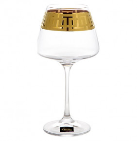 Бокалы для белого вина 350 мл 6 шт  Crystalite Bohemia "Наоми /Золотой орнамент" / 105280