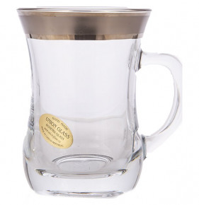 Набор чайных чашек 225 мл 6 шт  UNION GLASS "Матовая полоса /платина" / 165066