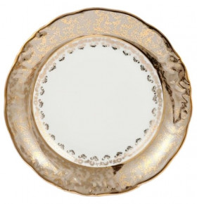 Набор тарелок 21 см 6 шт  МаМ декор "Фредерика /Бежевая с золотыми листиками" / 141246