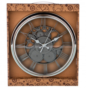 Часы настенные 30 см кварцевые круглые серебро  LEFARD "GEAR" / 188037