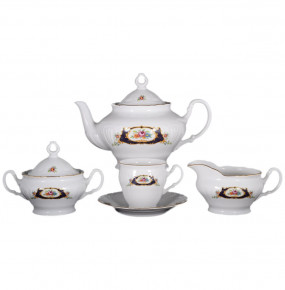 Чайный сервиз на 6 персон 15 предметов высокая чашка  Bohemia Porcelan Moritz Zdekauer 1810 s.r.o. "Лиана /Синеглазка" / 087851