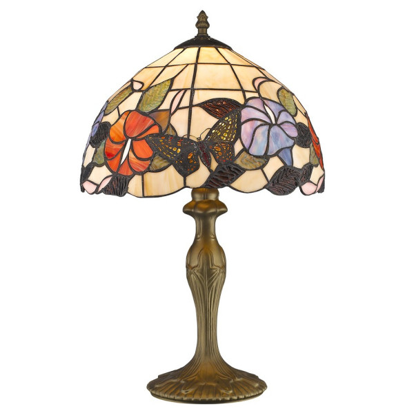 Лампа настольная 1 рожковая  Velante &quot;Tiffany&quot; Цветы и бабочки / 304761