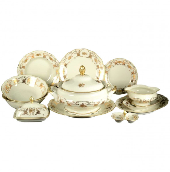 Столовый сервиз на 6 персон 28 предметов  Royal Czech Porcelain &quot;Фредерика /Золотая роза&quot; / 098349