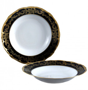 Набор тарелок 24 см 6 шт глубокие  Weimar Porzellan "Ювел /Синий с золотым узором" / 016105
