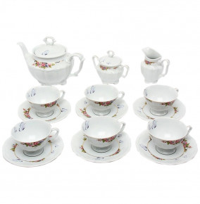 Чайный сервиз на 6 персон 15 предметов  Cmielow "Мария-Тереза /Цветы и бабочки" / 061475