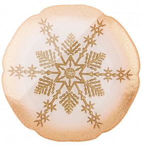 Тарелка 21 см акцентная  АКСАМ "Snowflake gold pearl" / 259922