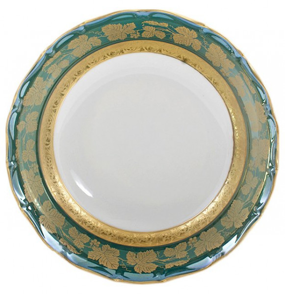 Салатник 19 см  Royal Czech Porcelain &quot;Аляска /Виноградные листья на зеленом /Золото&quot; / 203727