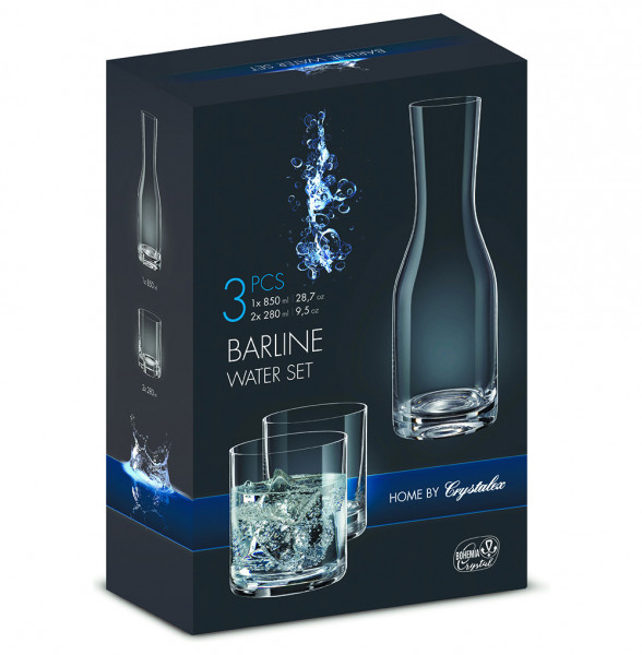 Набор для воды 3 предмета (графин 850 мл + 2 стакана по 280 мл)  Bohemia Glass &quot;Барлайн /Без декора&quot;  / 244000