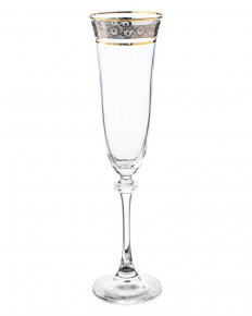Бокалы для шампанского 190 мл 6 шт  Crystalite Bohemia "Александра /Цветочный узор на платине" / 036345
