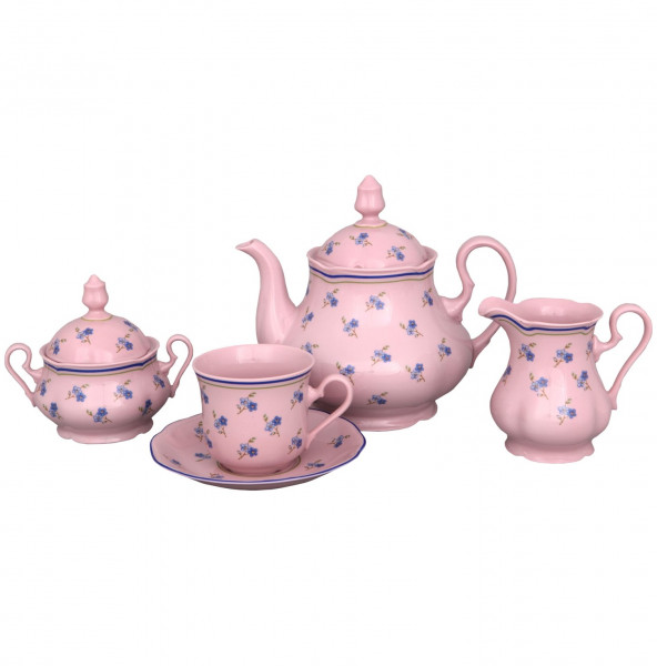 Чайный сервиз на 6 персон 15 предметов  Leander &quot;Мэри-Энн /Незабудка&quot; розовый / 157788