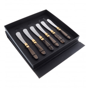 Столовые приборы 6 предметов Ножи для масла  Domus Design "D&D /Виктория" цвет коричневый жемчуг / 201539