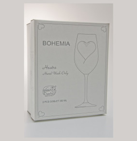 Бокалы для красного вина 350 мл 2 шт  Crystalite Bohemia "Сердечная любовь" / 020984