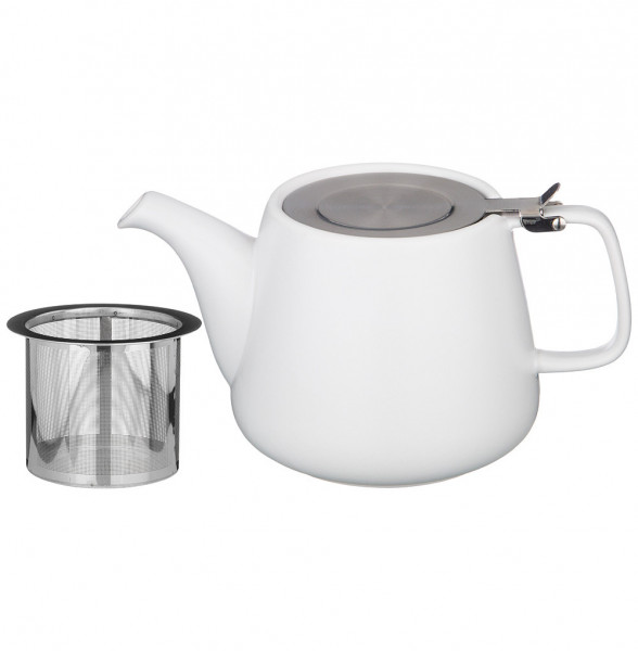 Заварочный чайник 1,2 л с металлическим ситом и крышкой белый  Bronco &quot;Velour&quot; / 228669
