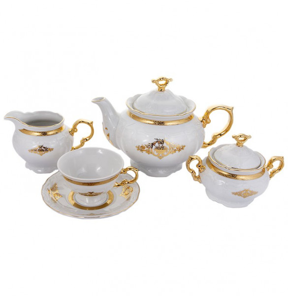 Чайный сервиз на 6 персон 15 предметов  Thun &quot;Мария-Луиза /Золотое изобилие&quot; / 131879