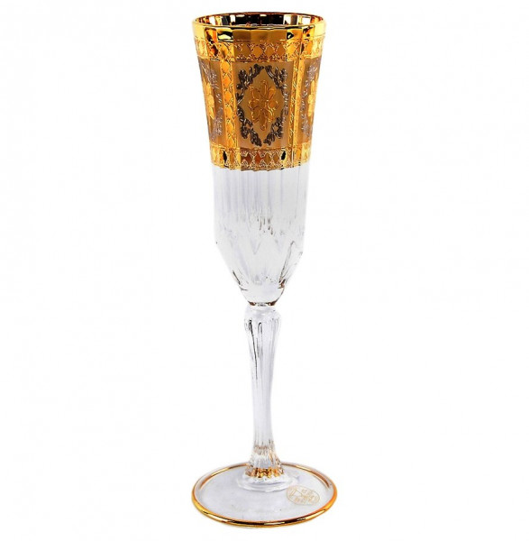 Бокалы для шампанского 180 мл 6 шт  RCR Cristalleria Italiana SpA &quot;Timon /Адажио /Бежевые с платиной и золотом&quot; / 148406