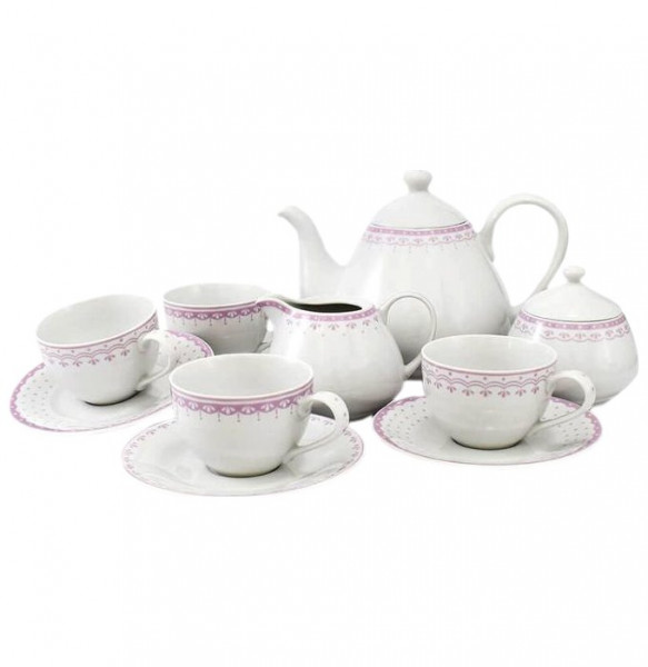 Чайный сервиз на 4 персоны 11 предметов  Leander &quot;Hyggelyne /Розовые узоры&quot; / 158496