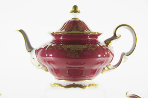 Чайный сервиз на 6 персон 21 предмет  Weimar Porzellan "Ювел /Красный с золотым узором" (подарочная упаковка) / 060632