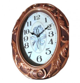 Часы настенные овальные коричневые "Royal Classics /С золотым узором" / 155206
