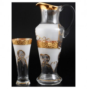 Набор для воды 7 предметов (кувшин + 6 стаканов)  Bohemia "Иксовка /Tulp золото" / 101166