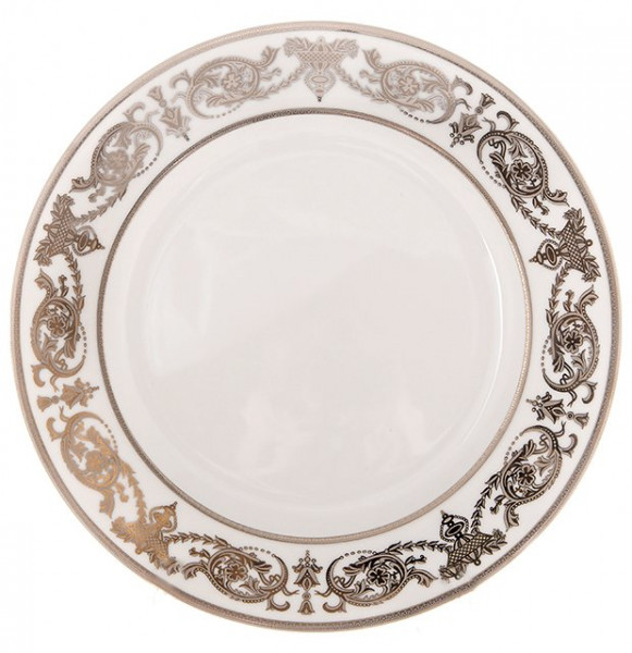 Блюдо 32 см круглое  Bavarian Porcelain &quot;Александрия /Платиновый узор на белом&quot; / 070313
