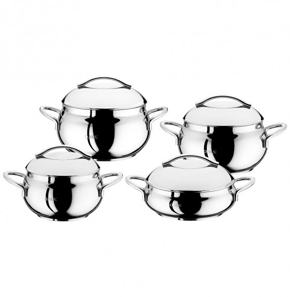 Набор посуды 8 предметов (18, 20, 22, 24 см) стеклянные крышки  O.M.S. Collection &quot;BALL-SHAPED MODEL&quot; / 295986