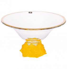 Ваза для фруктов 35 cм н/н   Crystalite Bohemia "Фрост /жёлтая с золотом" / 063000
